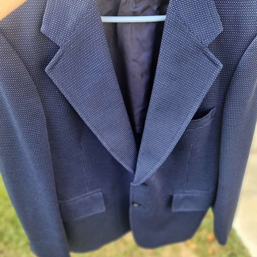 HART SCHAFFNER & MARKS WALLACHS Navy Knit Sports Coat, Blazer SIZE 40 VINTAGE